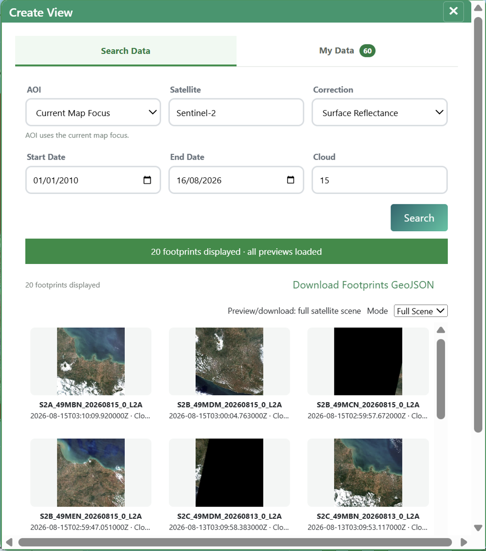 Create View satellite finder