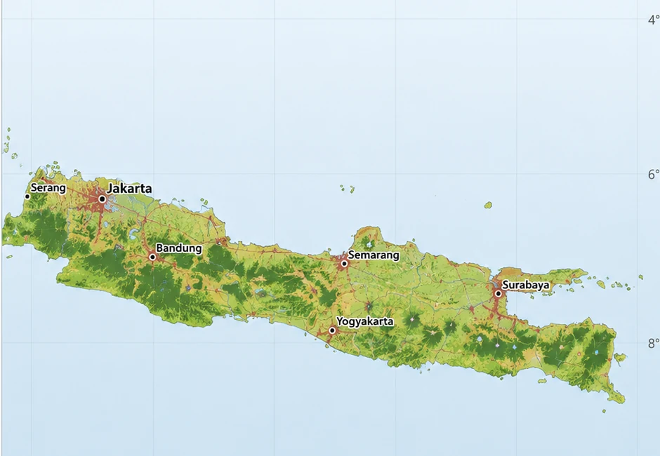 Illustrative remote sensing land-cover classification map of Java Island